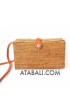 Rattan ata square sling bags with leather clips magnet